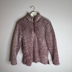 Love Tree | Cozy Maroon Sherpa/Teddy Quarter - Zip Pullover | Size Large